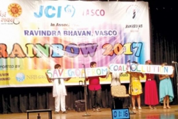 No kidding: Children stage a  skit on Vasco coal menace