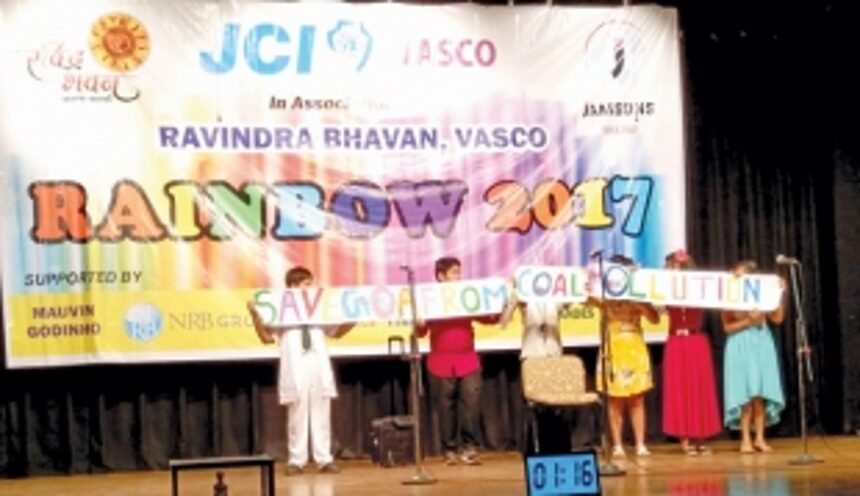 No kidding: Children stage a  skit on Vasco coal menace