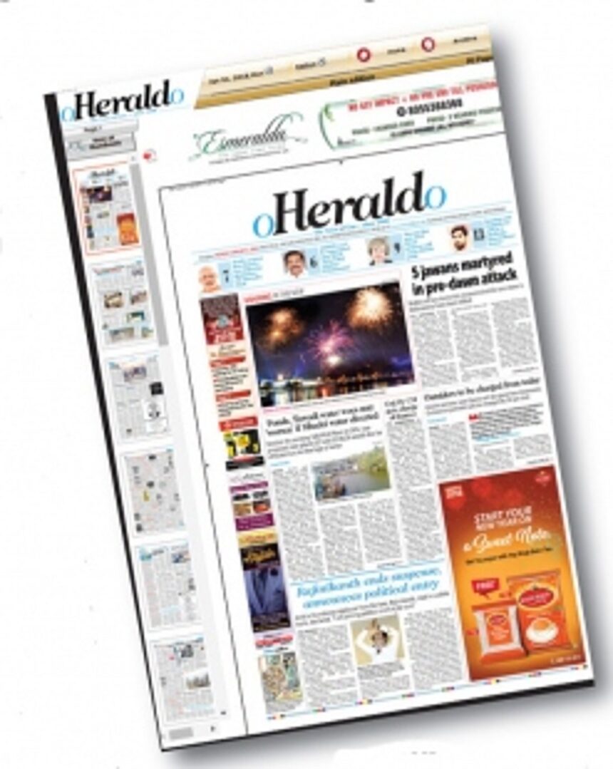 Nominal monthly subscription for Herald’s epaper from Jan 3 1 Nominal monthly subscription for Herald’s epaper from Jan 3