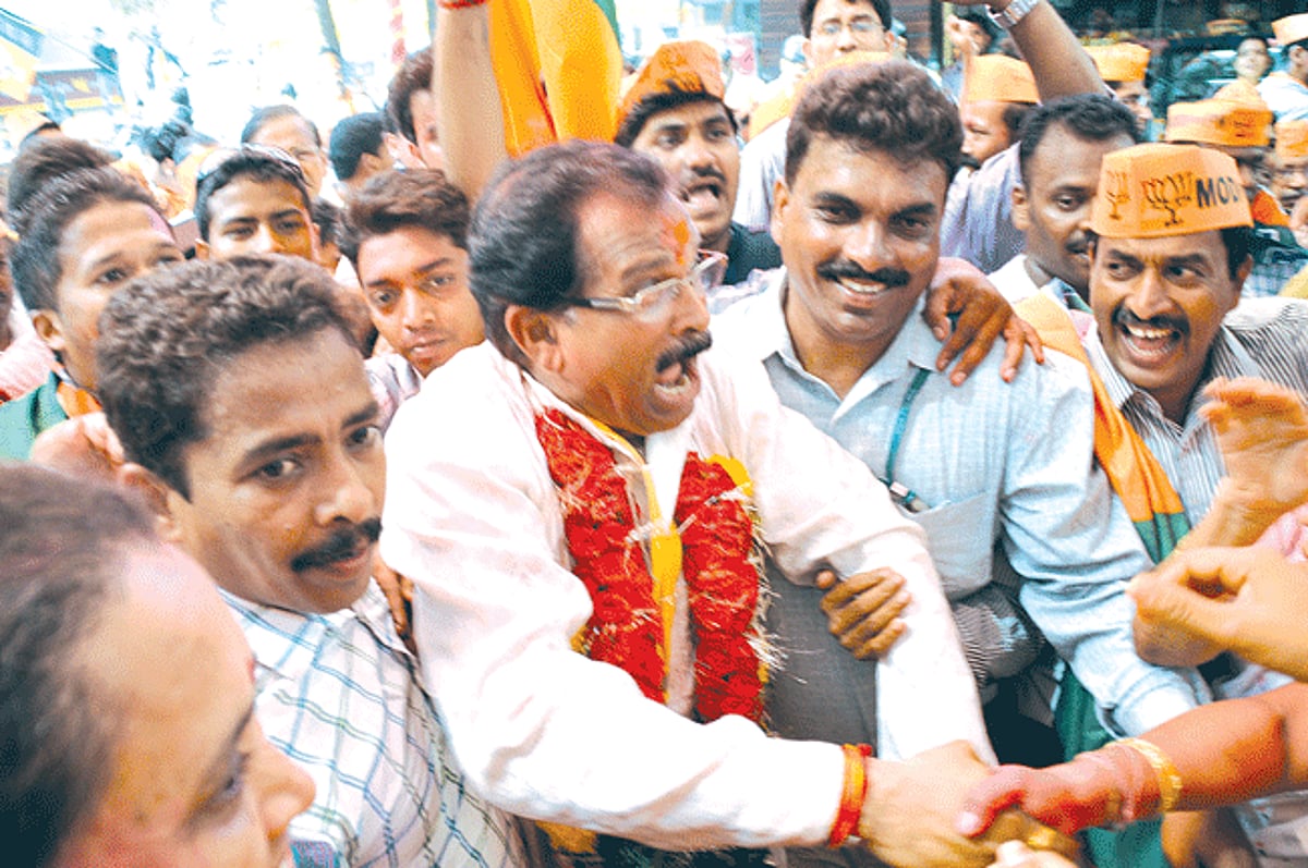 North Goa BJP candidate Shripad Naik after being declared elected.
