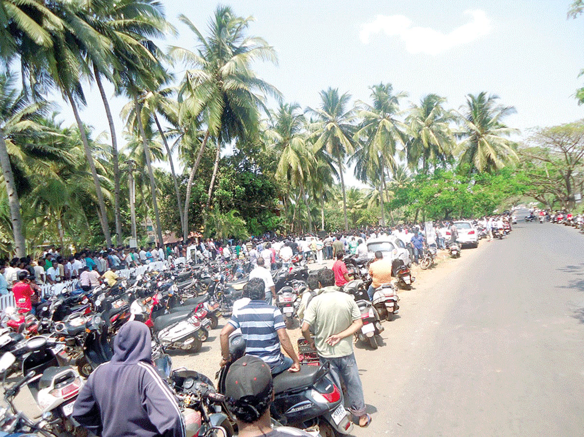 North Goa Tourist Taxi Owners Association members attend a meeting at Calangute on Wednesday.