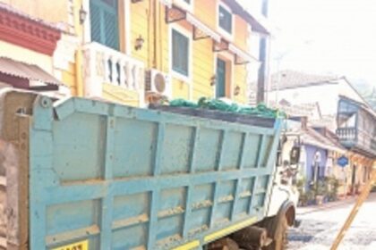 Now, road at Sao Tome caves in,  truck laden with tar is the victim