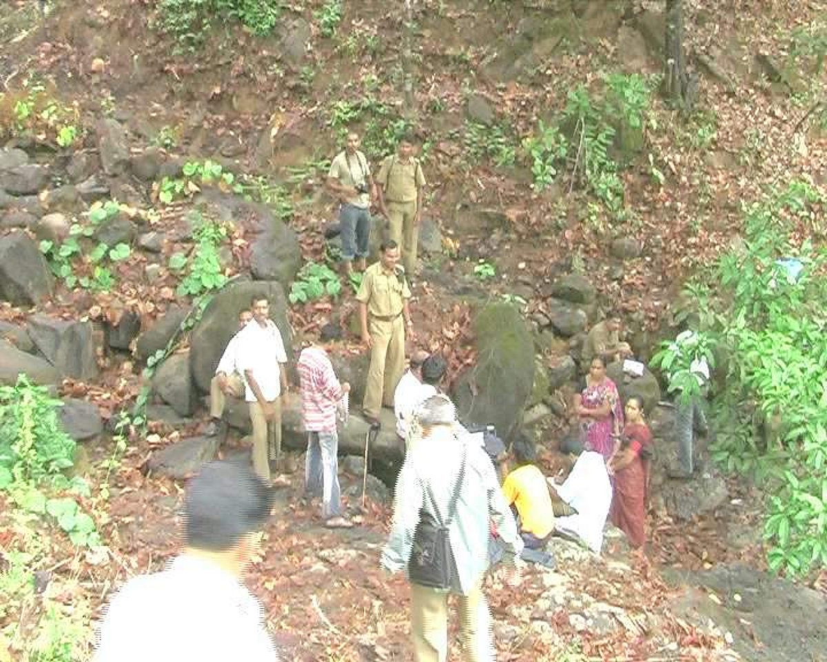 Officials conducting panchanama at the site where the tiger was burnt.