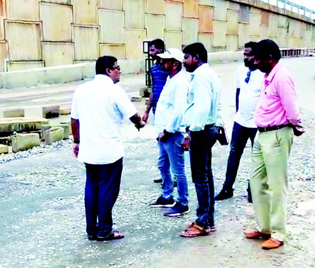 Officials inspect road near under-construction Western Bypass at Benaulim