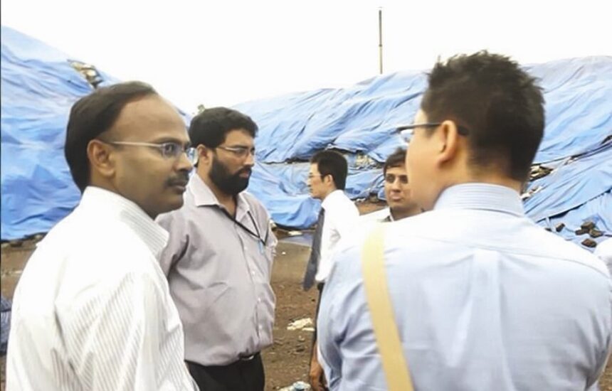 Officials of GSPCB and Japanese agency JICA at the hazardous waste dump site at the Cuncolim Industrial estate 1 Officials of GSPCB and Japanese agency JICA at the hazardous waste dump site at the Cuncolim Industrial estate
