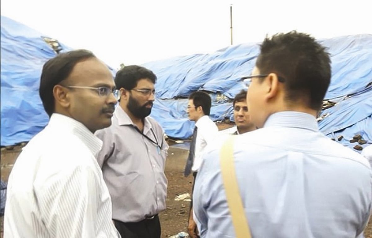 Officials of GSPCB and Japanese agency JICA at the hazardous waste dump site at the Cuncolim Industrial estate