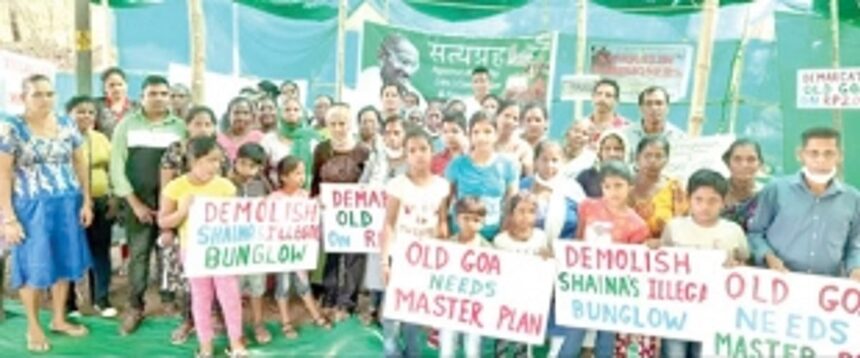 Old Goa protest against illegal bungalow in heritage zone completes 110 days