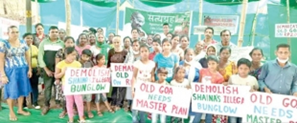 Old Goa protest against illegal bungalow in heritage zone completes 110 days