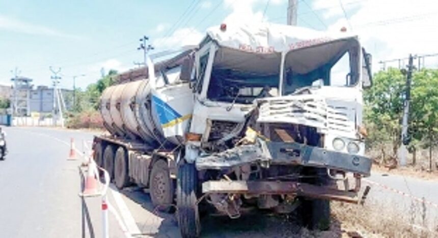 One injured as two tankers loaded with phosphoric acid collide at Dabolim