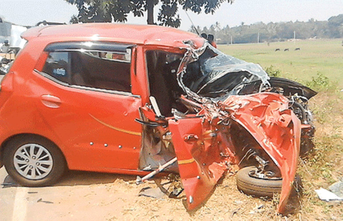 One of the vehicles involved in the road mishap along the Santa Cruz highway.
