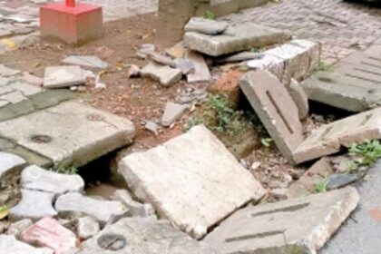 Open gutters, broken slabs pose danger to pedestrians in Vasco