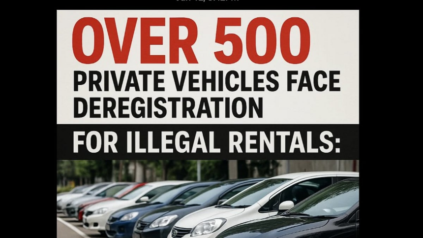 Over 500 Private Vehicles Face Deregistration for Illegal Rentals: SP Traffic 1 Over 500 Private Vehicles Face Deregistration for Illegal Rentals: SP Traffic