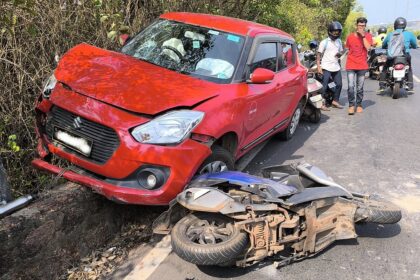 Overspeeding Rent-A-Car Causes Accident on Ribandar Causeway, Scooterist Injured