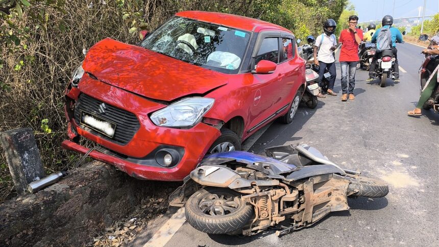 Overspeeding Rent-A-Car Causes Accident on Ribandar Causeway, Scooterist Injured 1 Overspeeding Rent-A-Car Causes Accident on Ribandar Causeway, Scooterist Injured