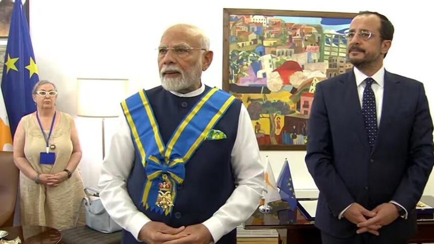 PM Modi Receives Cyprus’ Top Civilian Award from President Christodoulides 1 PM Modi Receives Cyprus’ Top Civilian Award from President Christodoulides