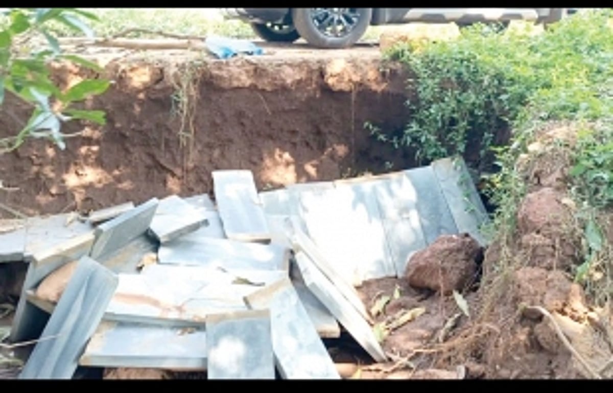 PWD officials inspect damaged  culvert at Vargan in Netravali