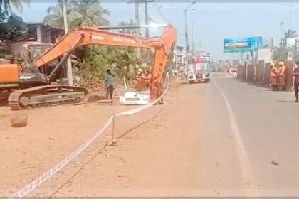Panic at Dabolim: Fuel Pipeline Ruptures During Highway Excavation, Major Disaster Averted