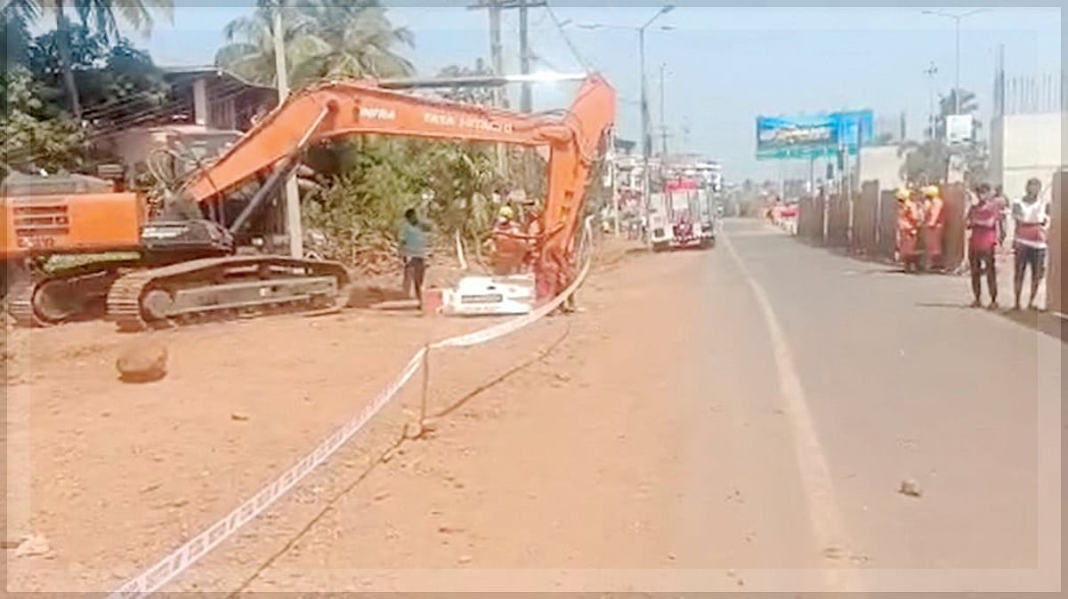 Panic at Dabolim: Fuel Pipeline Ruptures During Highway Excavation, Major Disaster Averted