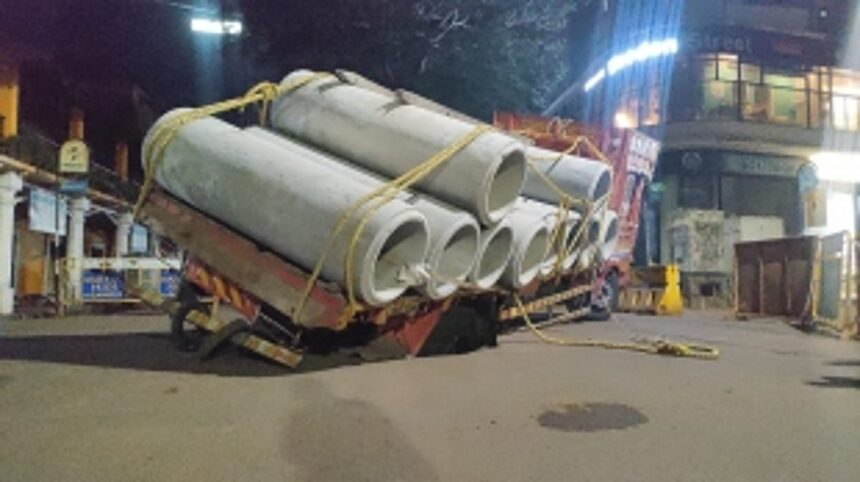 Panjimites terrified: Third truck sinks as road caves-in at Panjim