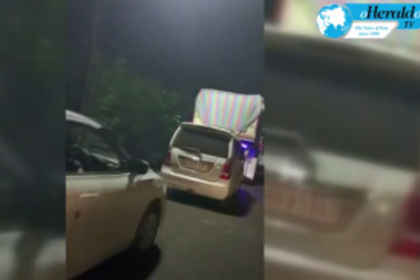 Patient from Ambulance had to walk to get out of heavy traffic congestion on narrow Honda-Belgavi road