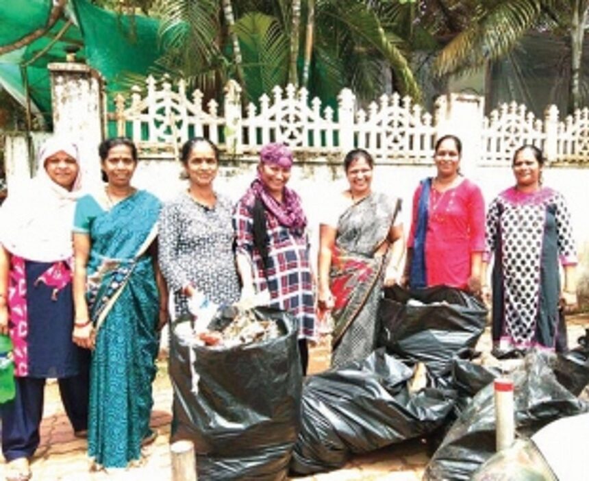 Patnem women clear garbage from beach