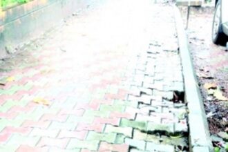 Pavement in Port town sinking