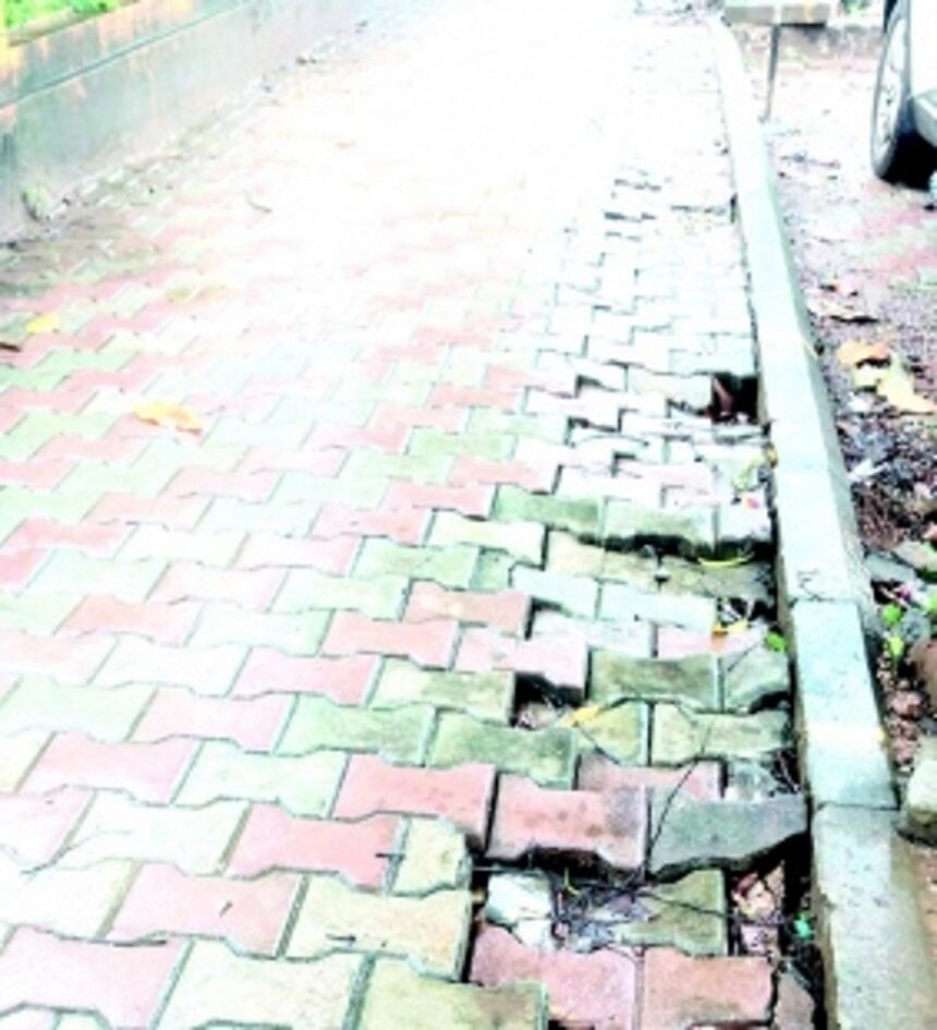 Pavement in Port town sinking