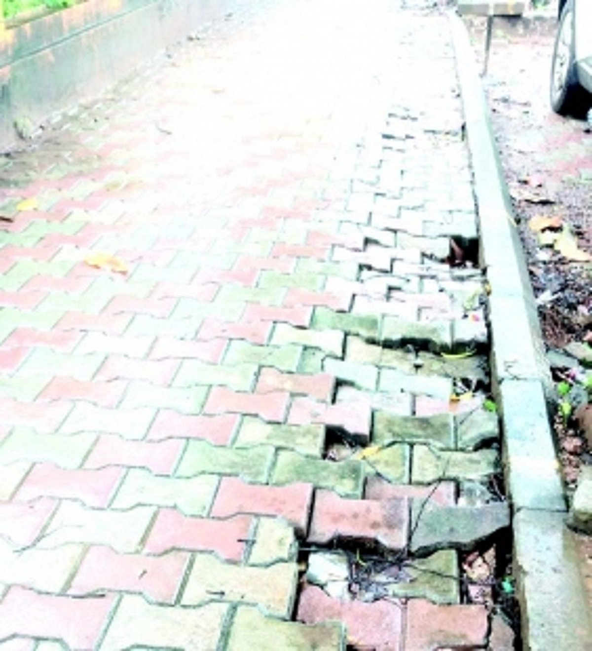 Pavement in Port town sinking