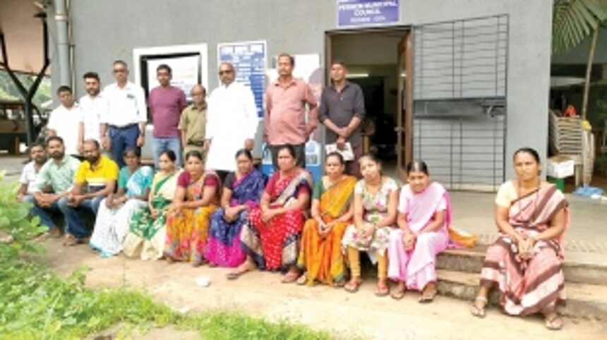 Pernem municipality workers protest unpaid wages, missing PF contributions