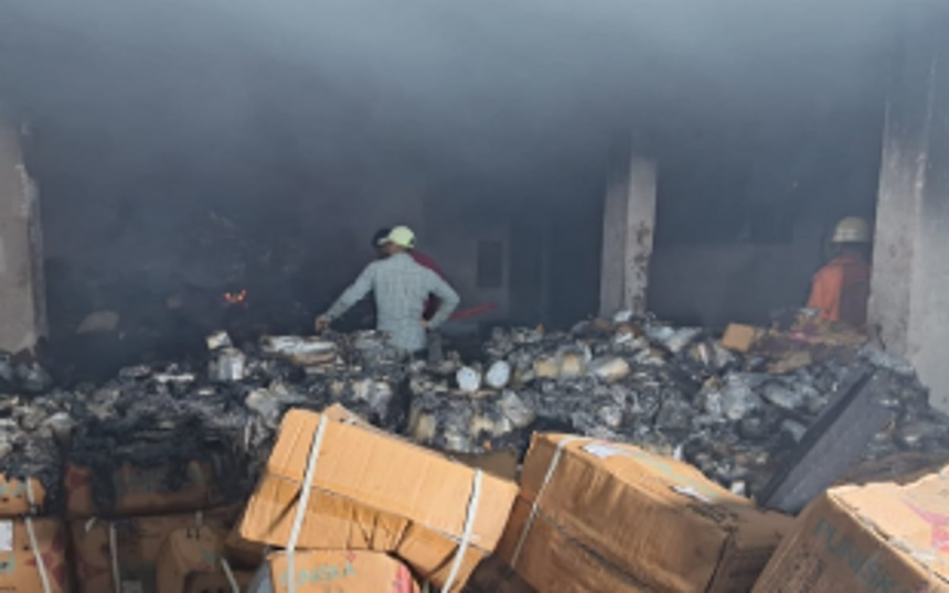 Pharmaceutical Company's Warehouse in Honda Engulfed in Massive Fire, Resulting in Million-Rupee Losses