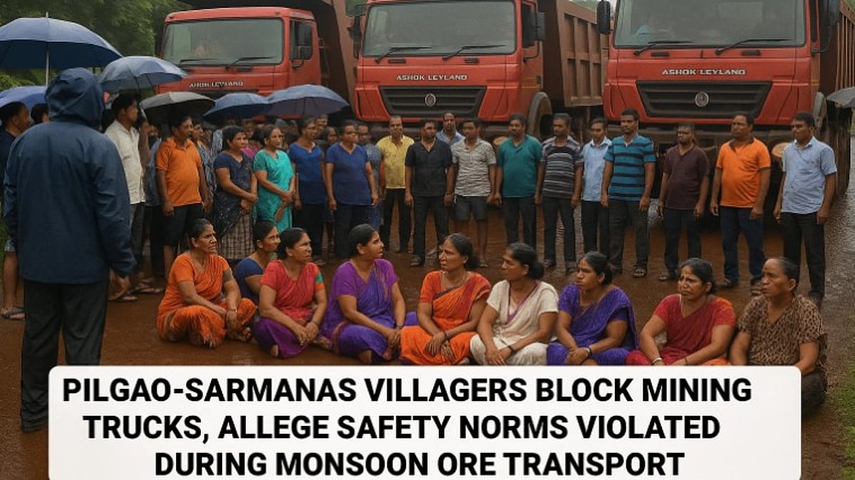 Pilgao-Sarmanas Villagers Block Mining Trucks, Allege Safety Norms Violated During Monsoon Ore Transport