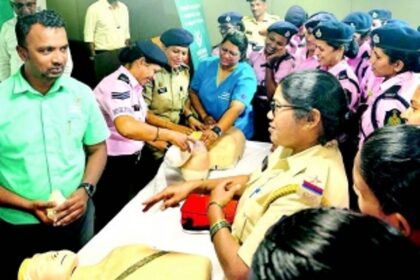 Pink Force policewomen receive training in first-aid and basic life support