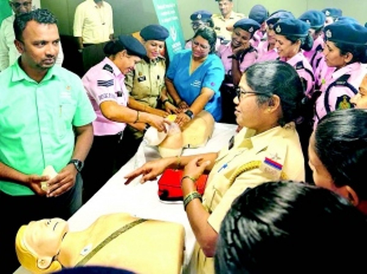 Pink Force policewomen receive training in first-aid and basic life support