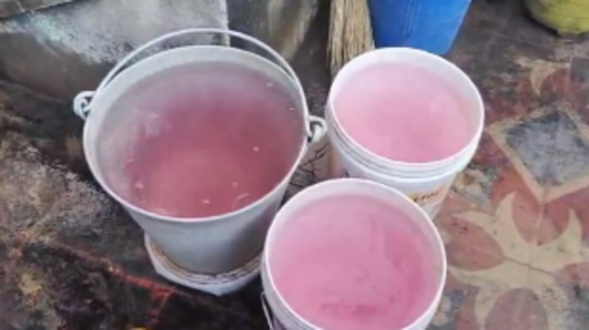 Pink Water Emerges from Borewell in Telangana's Mancherial District