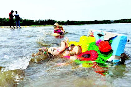 Plaster of Paris Ganesh Idols Wash Ashore After Visarjan