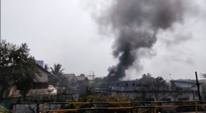 Plastic factory gutted in a fire at Pissulem Industrial Estate, Goa