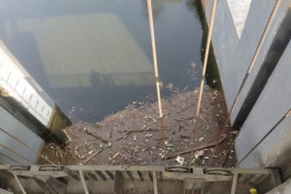 Plastics in water system at Ganjem barrage, Khandepar Goa