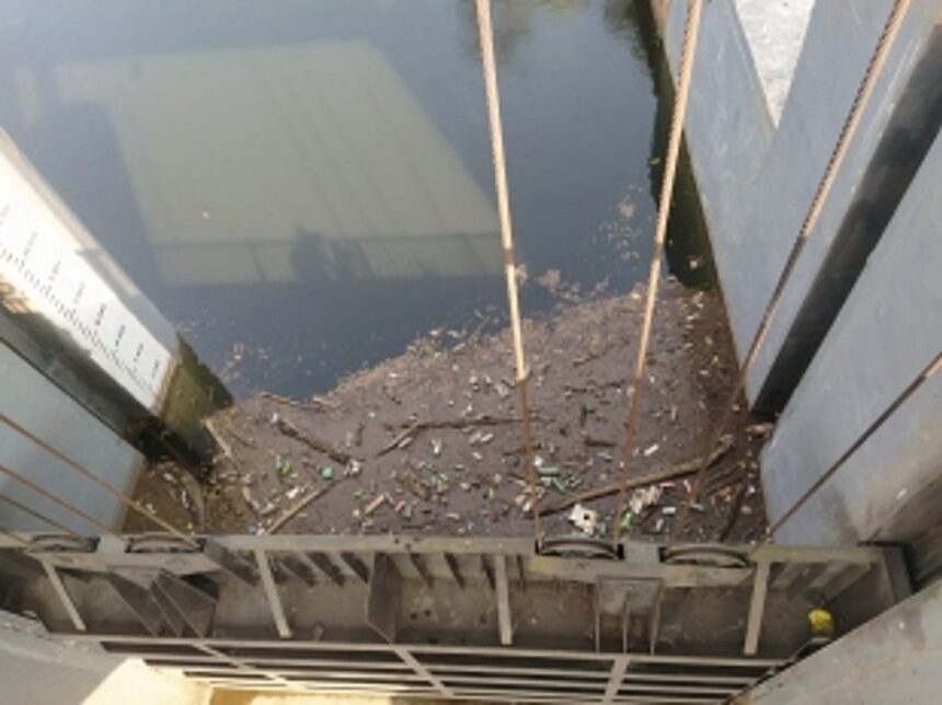 Plastics in water system at Ganjem barrage, Khandepar Goa