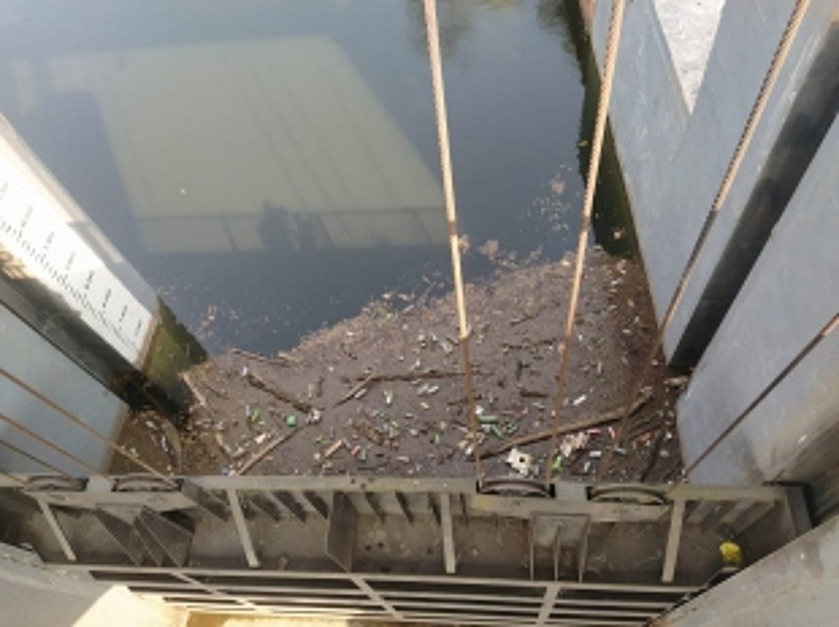 Plastics in water system at Ganjem barrage, Khandepar Goa