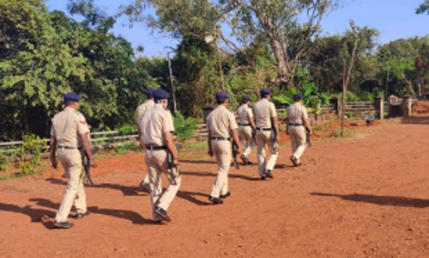 Police personnel of Margao  Sub-Division hold parade