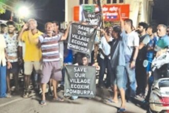 Pomburpa villagers take to streets in protest against mega housing project