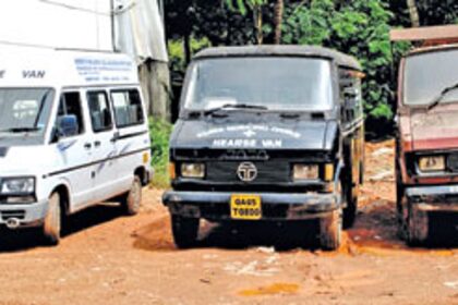 Ponda Municipal Council vehicles parked adjacent to the hotel in the city