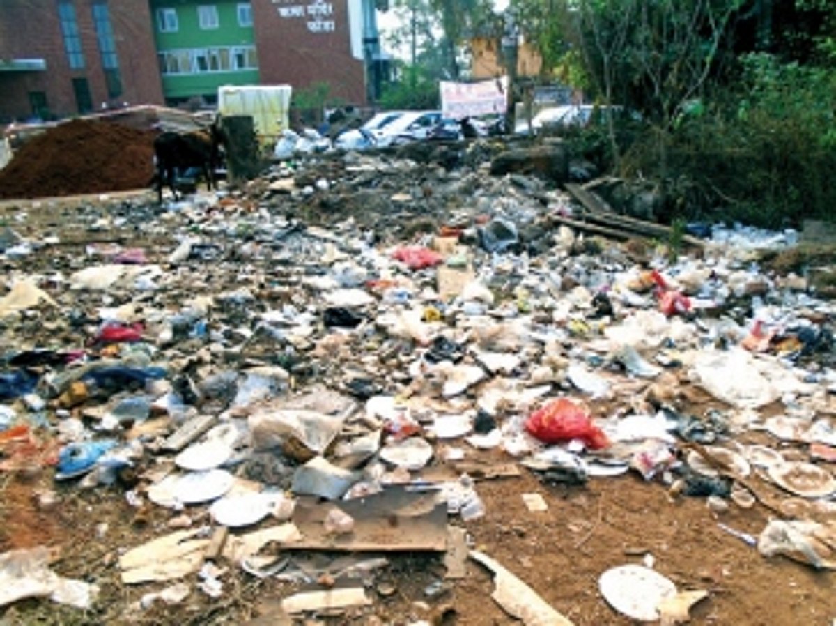 Ponda auditorium parking lot  turned into garbage dump yard