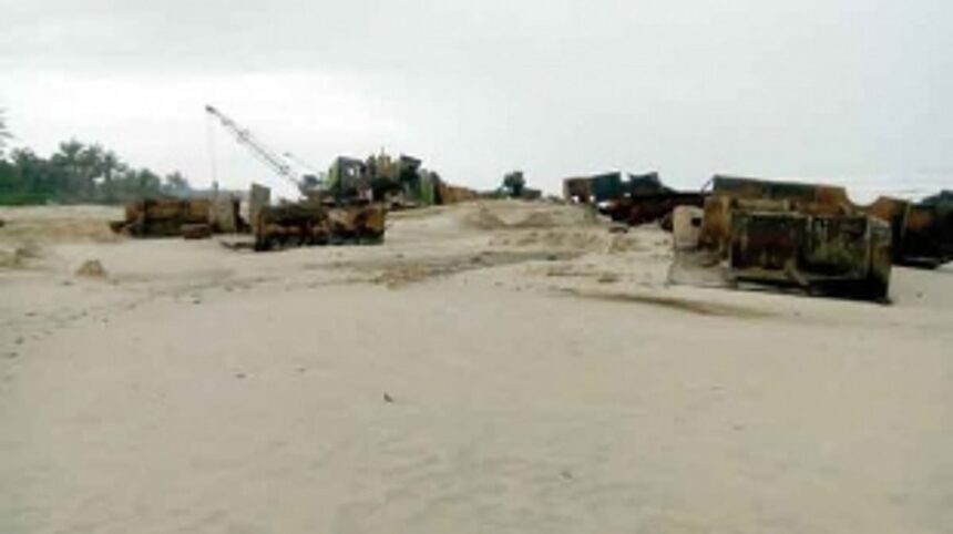 Pontoon finally removed from Arossim beach 1 Pontoon finally removed from Arossim beach