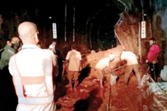 Portion of KR tunnel lined  wall collapses at Pernem