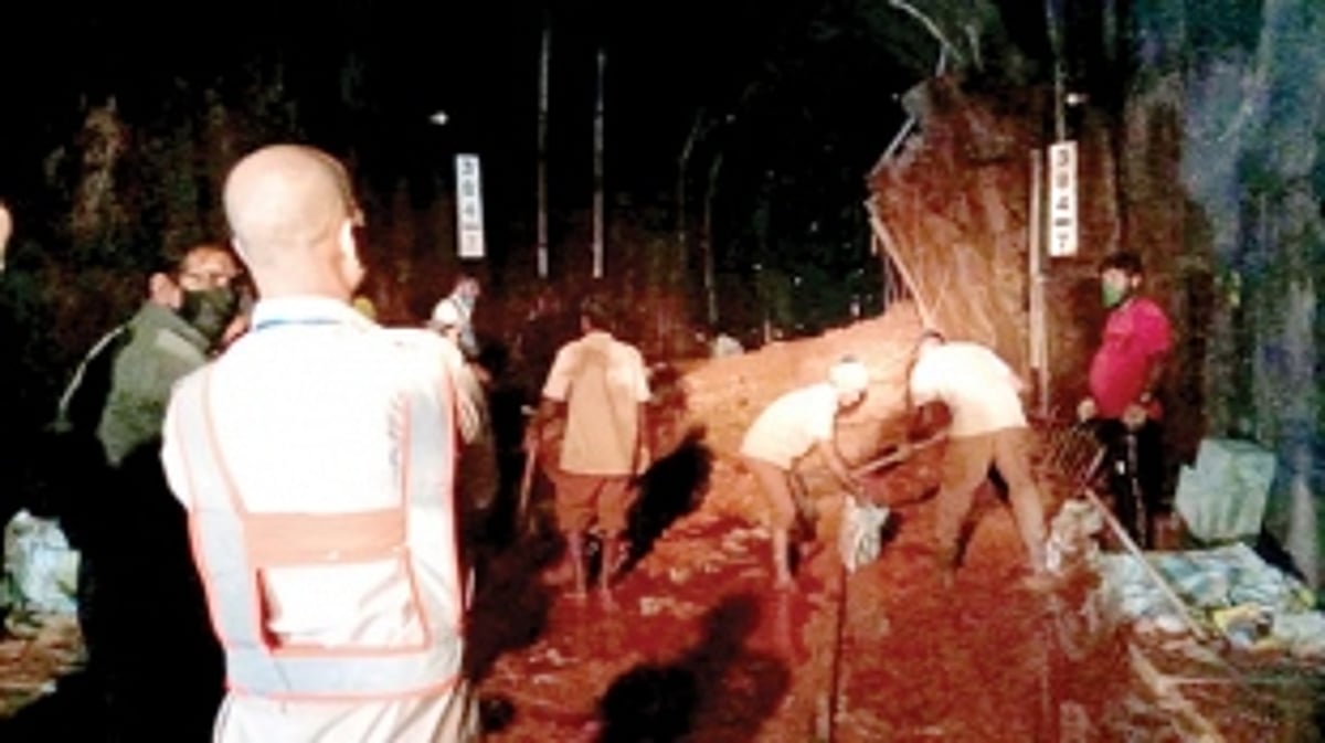 Portion of KR tunnel lined  wall collapses at Pernem