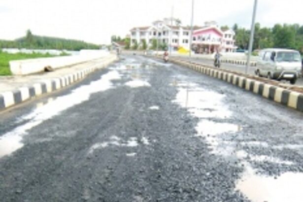 Portion of Margao-Chandor road washed away by rains