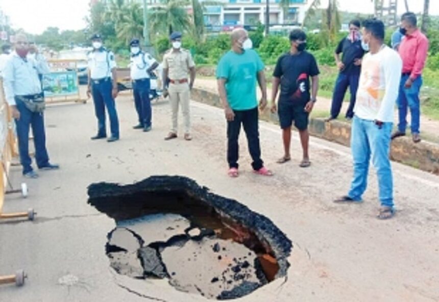 Portion of NH at Old Market caves in