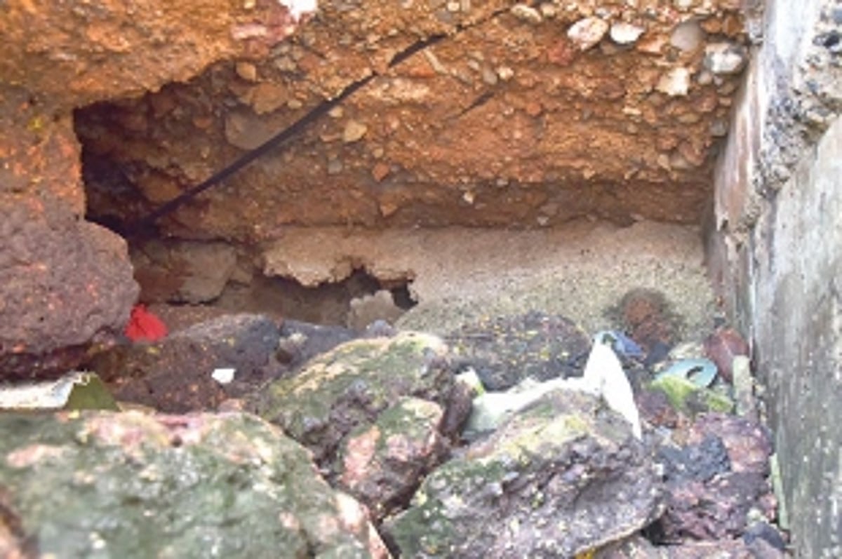 Portion of Panjim promenade on the verge of collapse