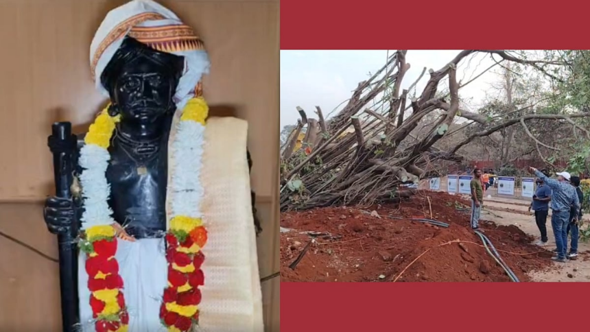 Porvorim : Authorities Relocate Banyan Tree & Khapareshwar Idol 1 Porvorim : Authorities Relocate Banyan Tree & Khapareshwar Idol